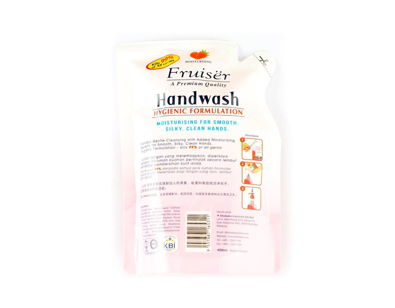 Fruiser Hand Wash Strawberry Refill 400 ml